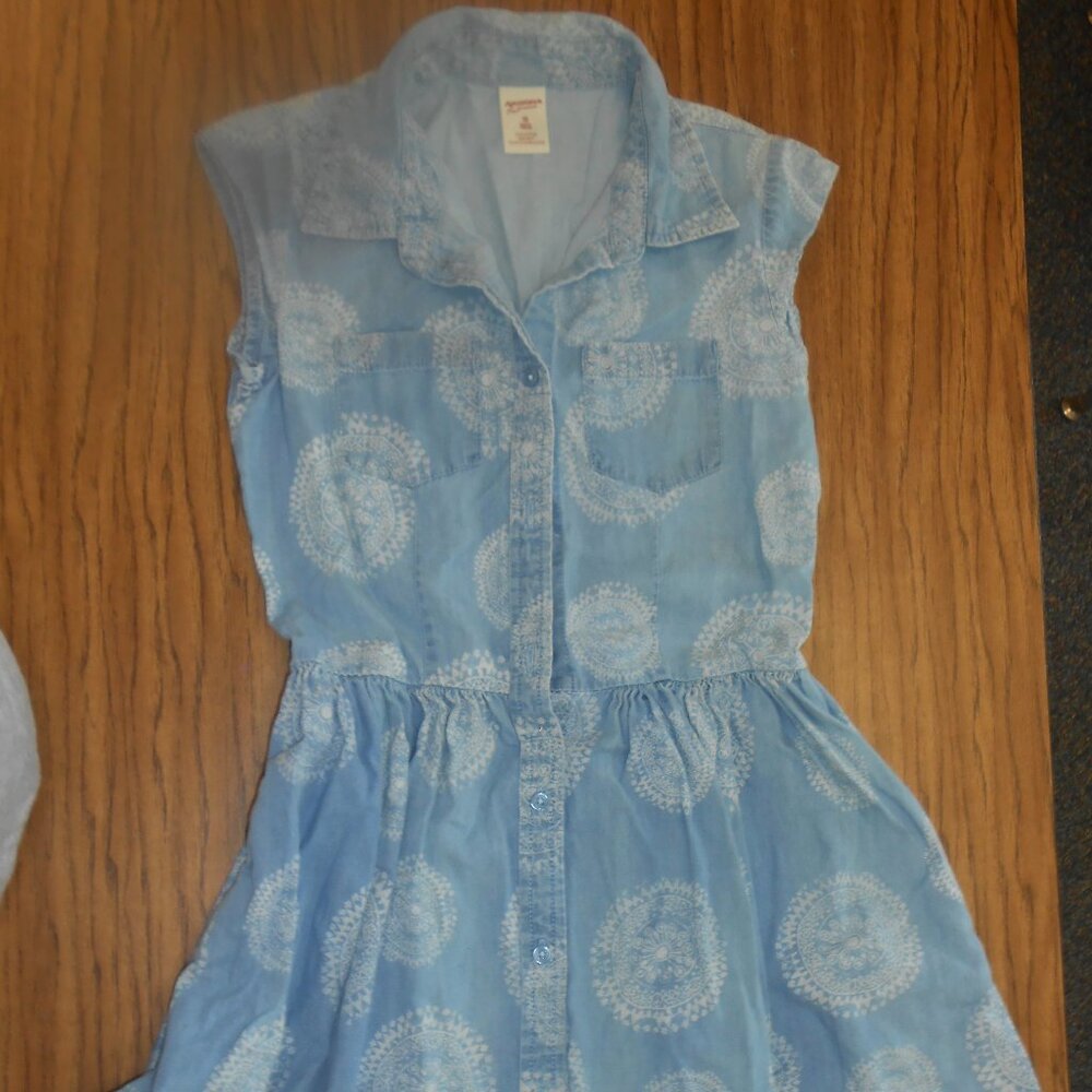 Arizona Jeans Girls Denim Button Down Cap Sleeve Dress Pockets Size 10